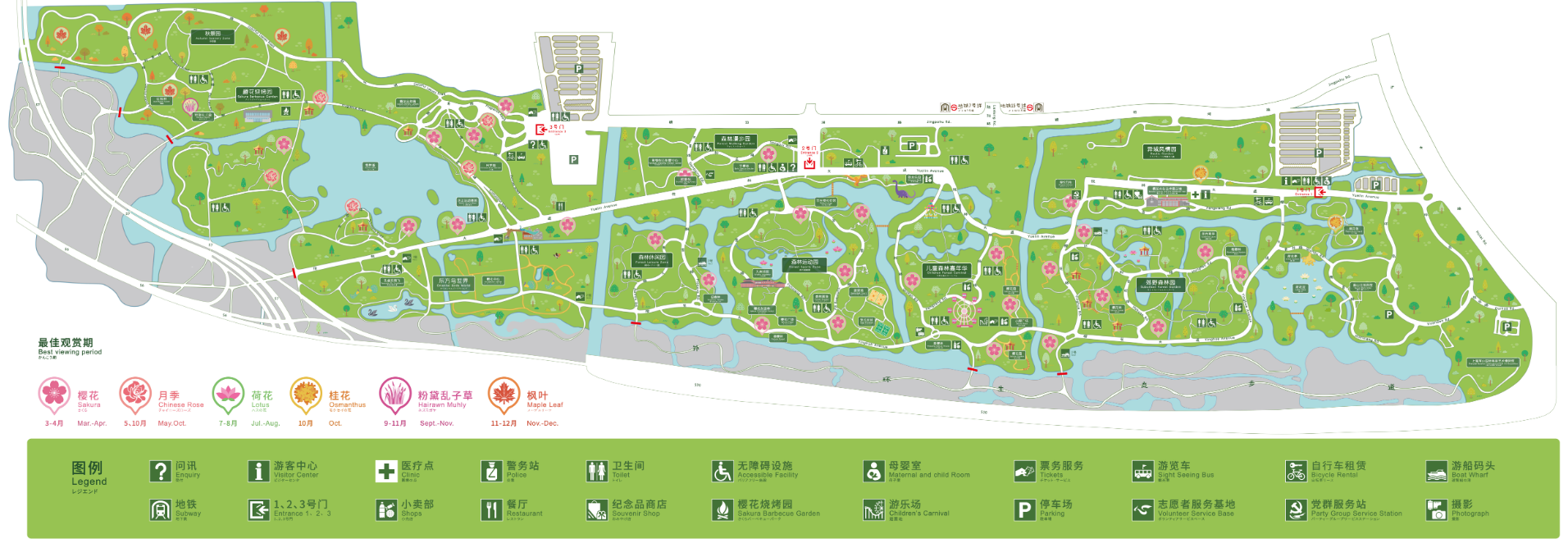 上海景點「顧村公園Gucun Park」一起到上海看櫻花,門票費用/交通/地圖一覽 - 第3張圖 顧村公園地圖