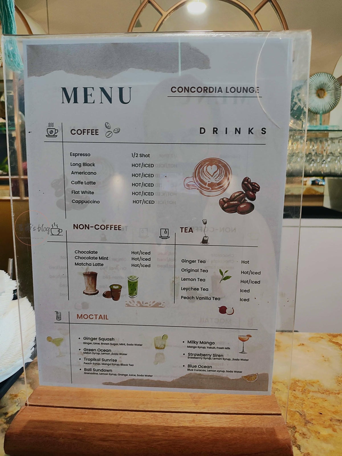 峇里島伍拉賴國際機場貴賓室Concordia Lounge 菜單