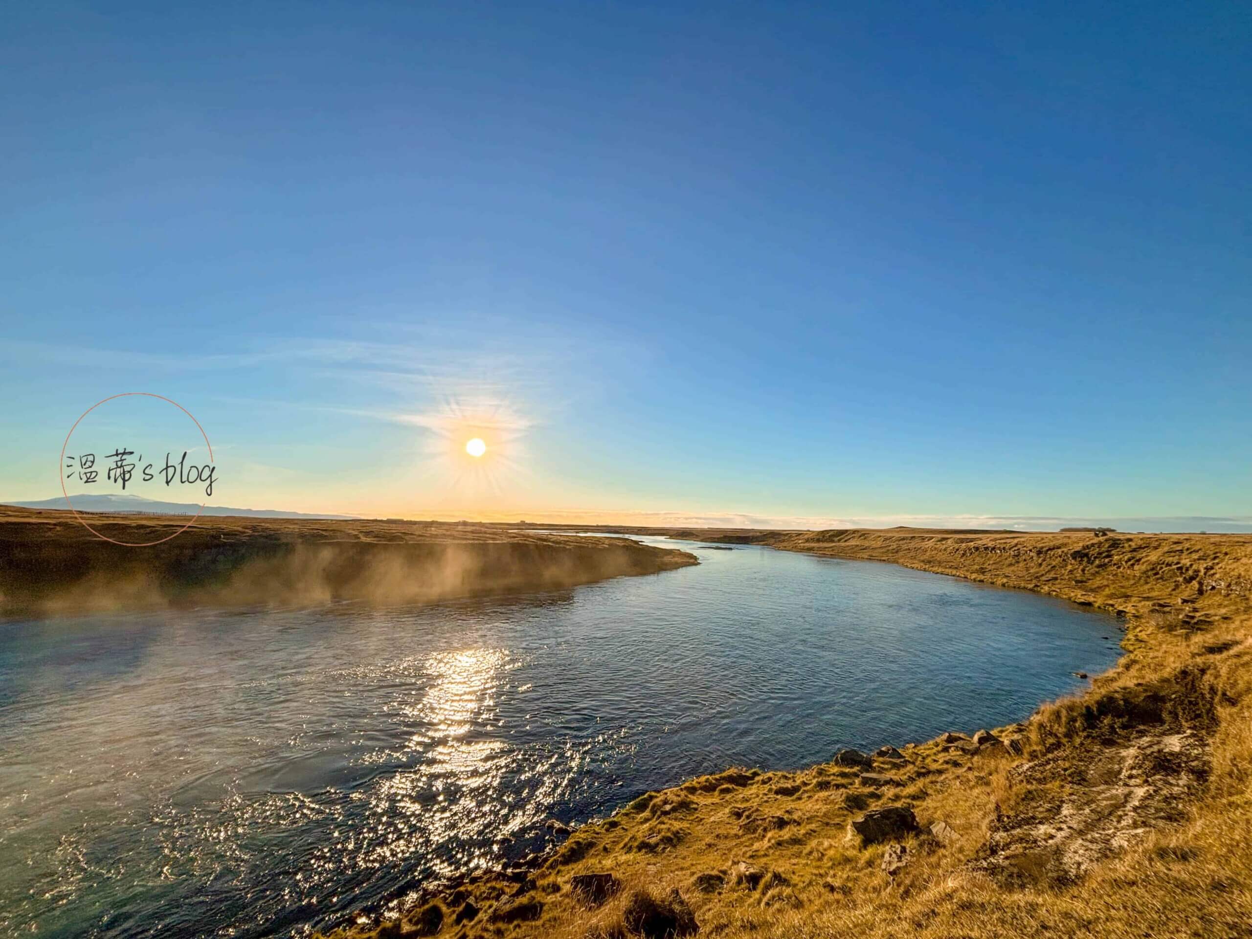冰島旅遊景點 urriðafoss鱒魚瀑布與日出
