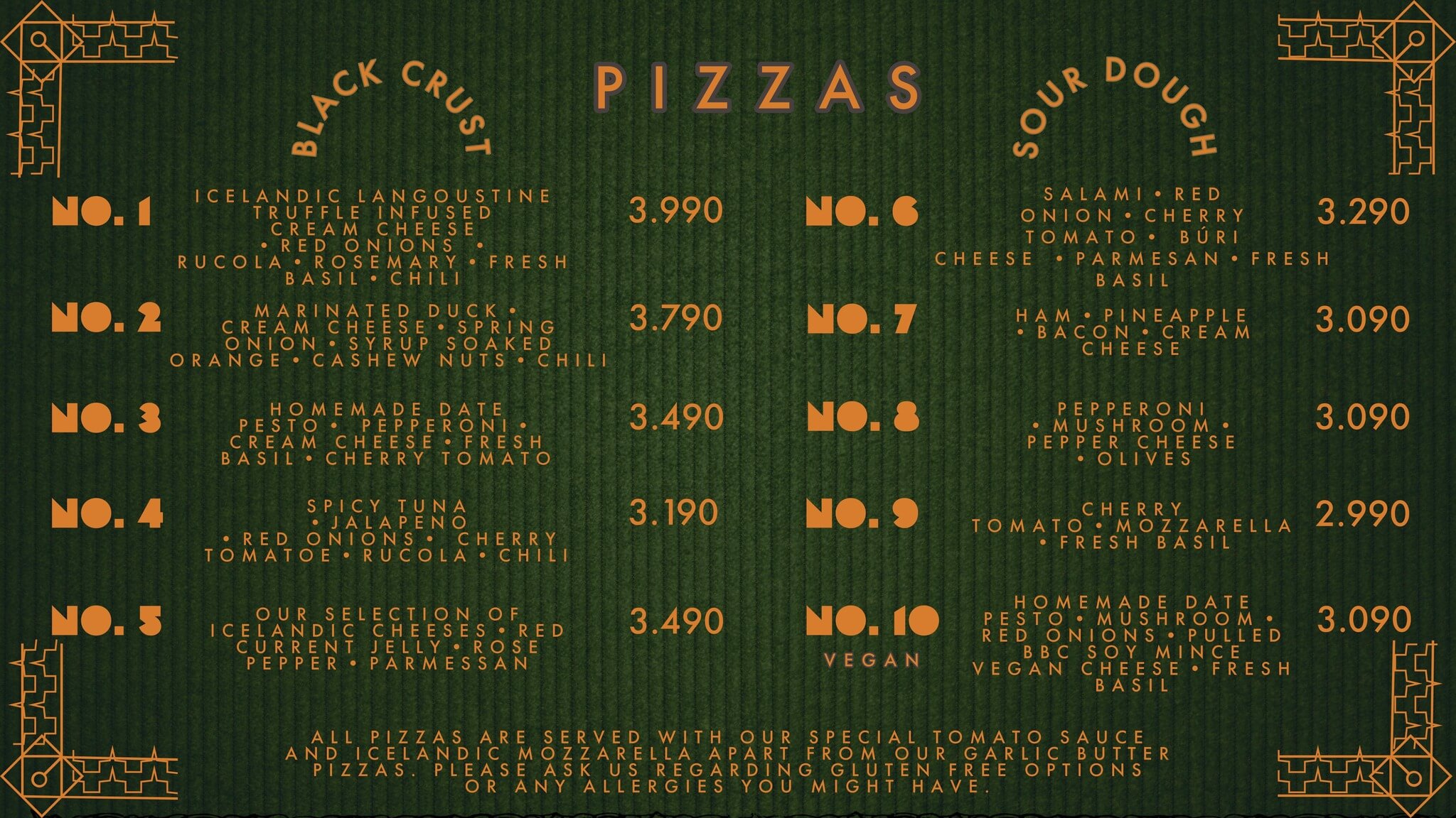 black crust pizzeria menu